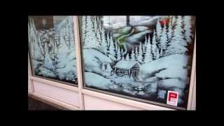 Christmas Window Snow Scene Painting