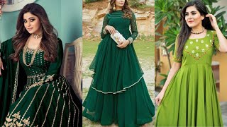 Green colour dress collection for girls 2023 /2024