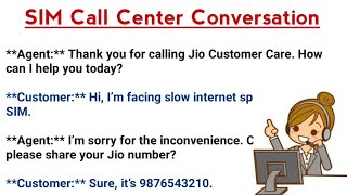 Customer Care conversation in English | SIM Call Centre conversation in English | Dialogue writing