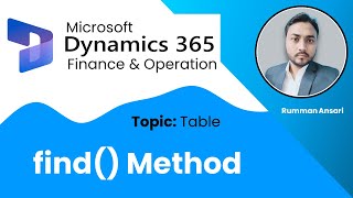 find method in D365 F&O - Technical training