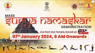 Mass Surya Namaskar demonstration at the iconic Konark Sun Temple. Watch LIVE