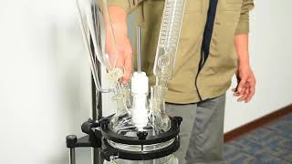 Small volume jacketed  glass reactor install video