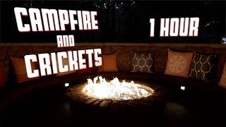 Campfire and Crickets Sounds - 1 Hour Relaxing Summer Scene