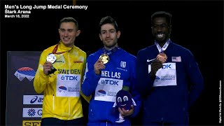 Miltiadis Tentoglou (GRE) World Indoor Men's Long Jump Champion.  Štark Arena, Belgrade, Serbia. '22