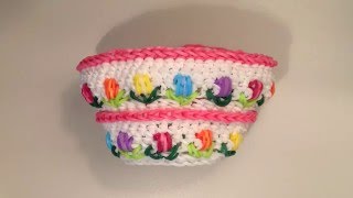 Tulip Flower Basket Loomigurumi Amigurumi Easter Mother's Day Rainbow Loom Band Crochet Лумигуруми