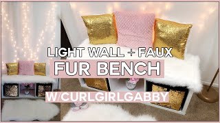 DIY Light Wall + Faux Fur Bench | Chic & Cute | CurlGirl Gabby