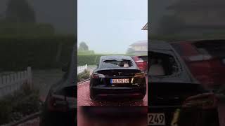 Tesla vs hail in Germany #tesla #car #weather