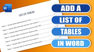 How to add list of tables in word - Easy tutorial