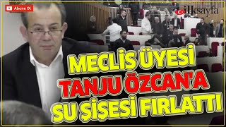 Meclis üyesi Hacer Çına Bolu Belediye Başkanı Tanju Özcan'a su şişesi fırlattı