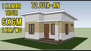 Desain Rumah 6x6 Meter 1 Kamar Tidur 1 Kamar Mandi