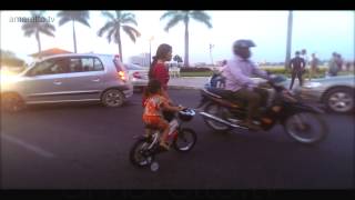 cambodian child crossing street