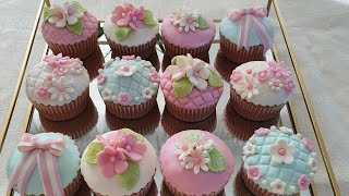 Cupcake mit fondant dekoration /كاب كيك ديزاين/تزيين الكاب كيك بعجينة السكر