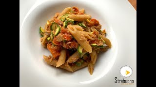 Porta un pranzo sano al lavoro: Pasta integrale con sgombro, pomodorini e zucchine mignon