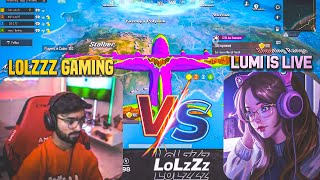 Best Intense 4v4 Fight🫣 | LoLzZz Gaming Vs LUMI is Live🚀 | Girl YouTuber Vs LoLzZz🥶 | New Video