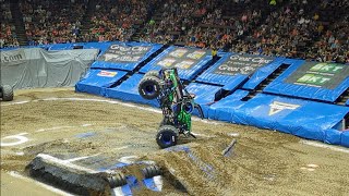 Monster Jam Cincinnati 2023 - Jurassic Attack Two Wheel Skills Winning Run - Full Video