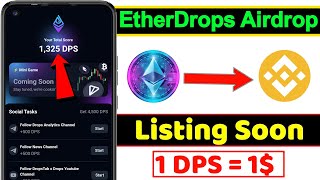 Ether Drops Airdrop | Telegram New Mining Bot | New Telegram Project | Inter App Review