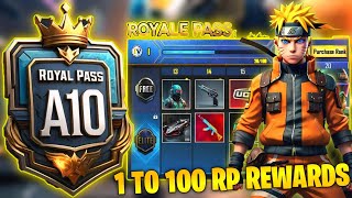 🔥NARUTO X PUBG MOBILE A10 ROYAL PASS//1 TO 100 RP REWARDS // ( A10 ROYAL PASS PUBG MOBILE/BGMI )