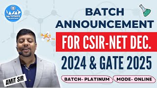 Batch Announcement for CSIR-NET Dec. 2024 & GATE 2025 | Platinum Batch | ASAP Institute | Chemistry