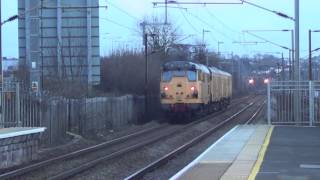 (HD) Network Rail DBSO 9702 leads Class 31233 through Mill Hill Broadway