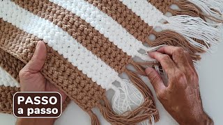 TAPETE MACADÂMIA - Tapete de crochê passo a passo |  filet crochet  ponto fantasia