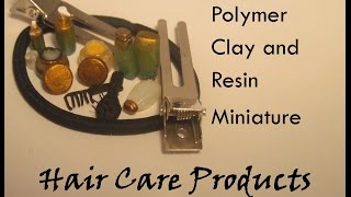 Salon Hair Care Products with Comb and Brush Polymer Clay Dollhouse Miniature