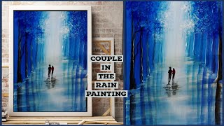 Acrylic Painting Ideas\\ COUPLE Walking in the RAIN Painting step by step for beginners#132