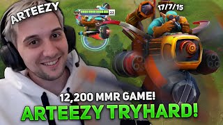 12,200 MMR GAME! ARTEEZY TRYHARD on GYROCOPTER in HARD GAME!