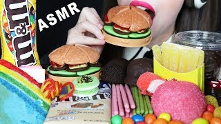 ASMR BURGER GUMMY, POPULAR CHOCOLATE BAR DRINK, TWINKIES SNOWBALL (EATING SOUNDS) No Talking