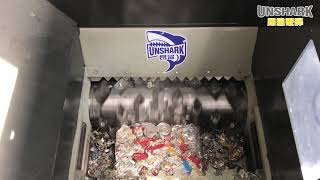 Single shaft shredder for aluminum scrap bales / tin can bales working video