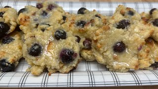 Easy Lemony Blueberry Biscuits / low, low carb/gluten free/ no added sugar