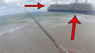 The Florida Mullet Run - [FISHING NEXT TO A CRUISE SHIP!]