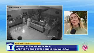 BEM FOLGADO: Homem invade restaurante de Sarandi e aproveita para fazer 'lanchinho' no local.