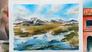 Рисуем пейзаж - как написать пейзаж акварелью. Watercolour painting for beginners.