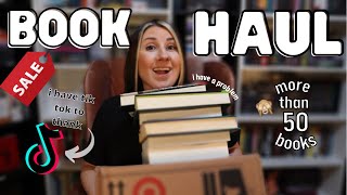 book haul 👀 50+ books 😗 booktok romance, manga, fantasy (target sale, fairyloot, thriftbooks)