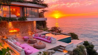 Smooth Bossa Nova & the Sound of Waves by the Sunset Beach - Soft Jazz by a Luxurious Seaside Villa