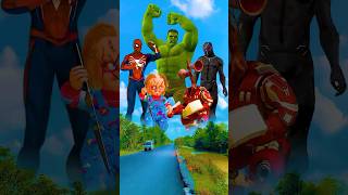 transform into hulk, black panther, spiderman to fight chucky, siren head hulk,siren head hulkbuster