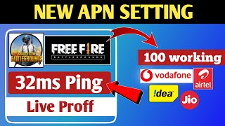 32ms Ping Proff | Best APN Setting For Pubg & Free Fire | Vodafone APN Setting | Airtel APN