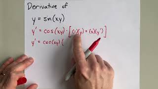 Derivative of y=sin(xy)