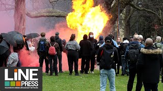 Les antifas suisses contre le congrès de l'UDC / Genève - Suisse 18 mars 2023