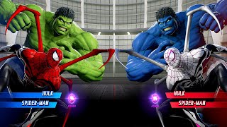 Blue Hulk & Spiderman VS Hulk & Spider-Man (Hardest AI) - Marvel vs Capcom: Who is The Best ?