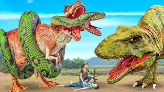 The Best of Dinosaur Attack | Most REALISTIC T-Rex chase All Part Jurassic | Dinosaur Family #4