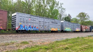 FUNNY SOUNDING K5HL ET44AH #3414 - CSX Freight M363 - ( 86' Boxcar + 2 New Ferromex boxcars )