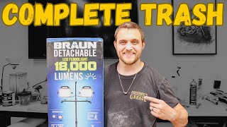 Harbor Freight BRAUN 18,000 Lumen LED Detachable Work Light Review