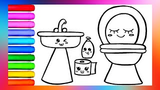 Drawing a bathroom 🚽🧻💦🧼🚰🌈 drawing for Kids