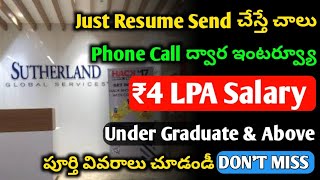 Sutherland Recruitment 2024 | Under Graduate Jobs | Phone Call Interviews| Jobs in Hyderabad | MNC