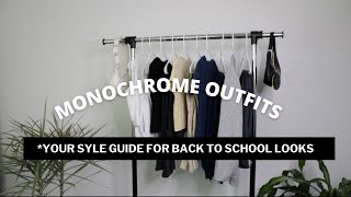 5 Easy MONOCHROME OUTFIT ideas | Back To School LOOKBOOK