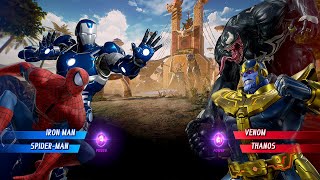 Spiderman & Iron Man VS Venom & Thanos (Very Hard) - Marvel vs Capcom | 4K Gameplay