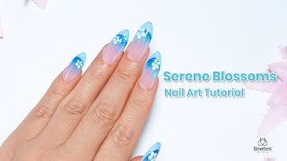 🌼Serene Blossoms Nail Art Tutorial🩵