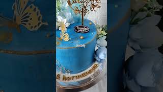 Kue pengantin warna biru