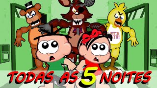 Cebolinha e Mônica em Five Nights at Freddy's - Todas as 5 Noites - FNAF Desenho Animado Completo